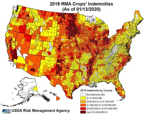 2019 RMA crop indemnities as of January 13, 2020