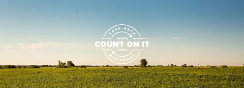 bean field with 'Count on it' cash-back dividend logo