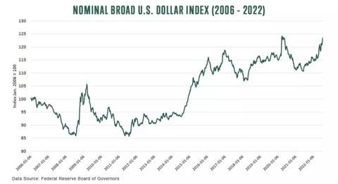 Nominal Board US Dollar Index for 2006 to 2022