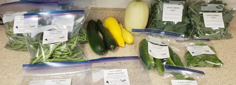 bagged and unbagged produce on counter