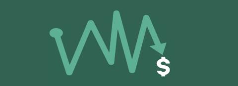 Up and down graphic with a dollar sign at the end