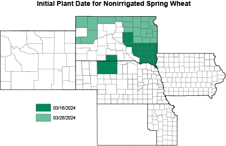 initial plant date for nonirrigated spring wheat map