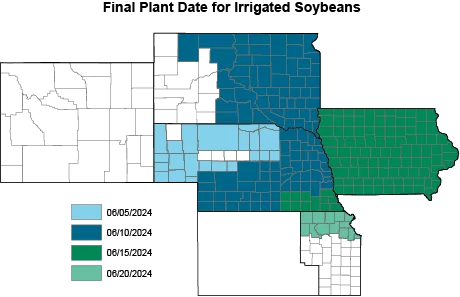 final plant date for irrigated soybeans map