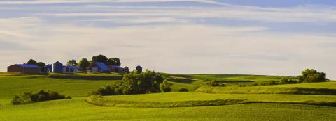 Farmland with barn in the background