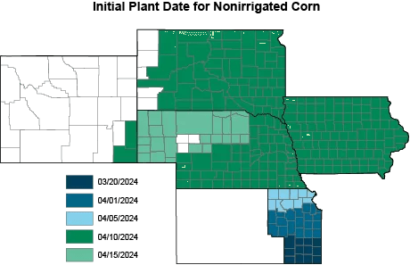 initial plant date for nonirrigated corn map
