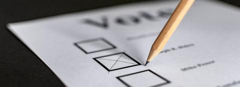 closeup view of person marking ballot