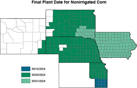 final plant date for nonirrigated corn map