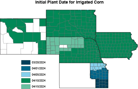 initial plant date for irrigated corn map